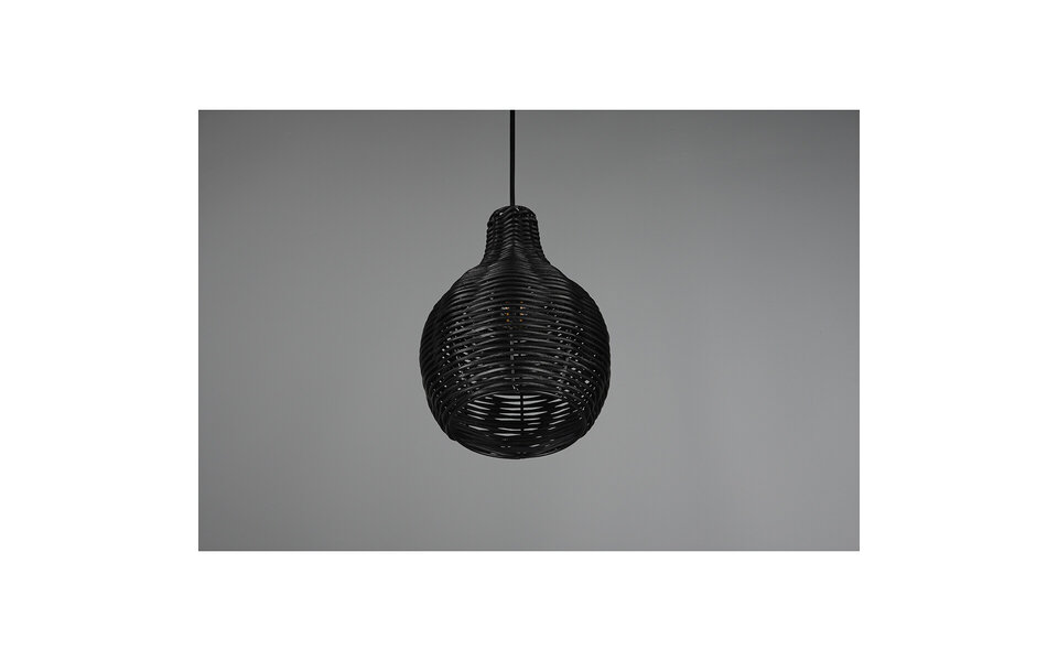 HLW LED Black LED Pendant Lamp Wood - Trion Sparko Round 1-light E14 LED Lamp