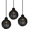 HLW LED Black LED Pendant Lamp Wood - Trion Sparko 3-light Round with E14 Fitting