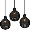 HLW LED Black LED Pendant Lamp Wood - Trion Sparko 3-light Round with E14 Fitting