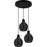 HLW LED Black LED Pendant Lamp Wood - Trion Sparko 3-light Round with E14 Fitting