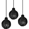HLW LED Black LED Pendant Lamp Wood - Trion Sparko 3-light Round with E14 Fitting
