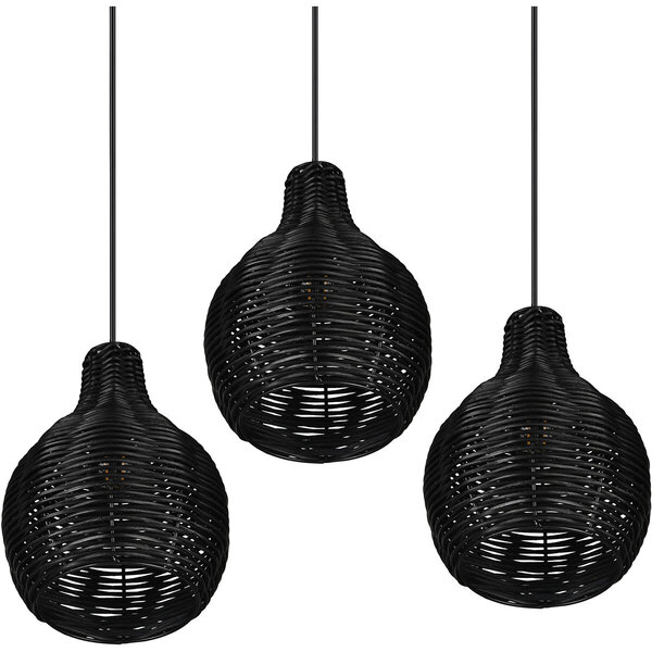 HLW LED Zwarte LED Hanglamp Hout - Trion Sparko 3-lichts Rond met E14 Fitting HLW LED Zwarte LED Hanglamp Hout - Trion Sparko 3-lichts Rond met E14 Fitting