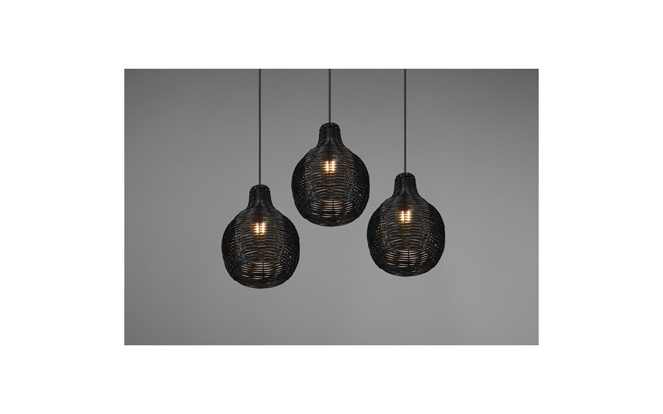 HLW LED Zwarte LED Hanglamp Hout - Trion Sparko 3-lichts Rond met E14 Fitting HLW LED Zwarte LED Hanglamp Hout - Trion Sparko 3-lichts Rond met E14 Fitting