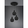 HLW LED Black LED Pendant Lamp Wood - Trion Sparko 3-light Round with E14 Fitting