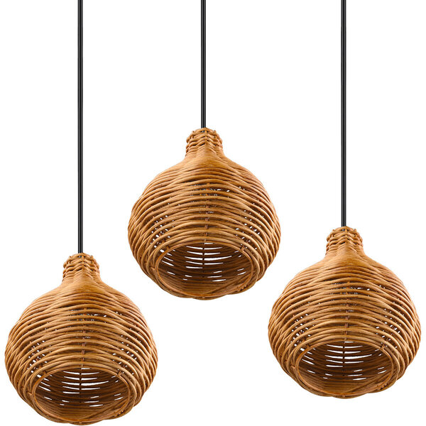 HLW LED LED Hanglamp Hout - Trion Sparko 3-lichts Rond, E14 Fitting, Verstelbaar HLW LED LED Hanglamp Hout - Trion Sparko 3-lichts Rond, E14 Fitting, Verstelbaar