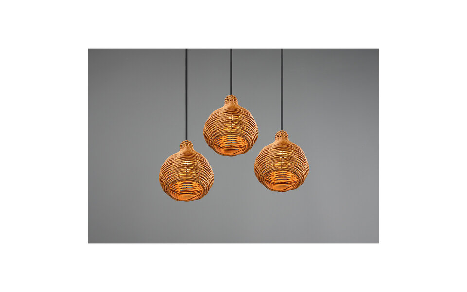 HLW LED LED Pendant Lamp Wood - Trion Sparko 3-light Round, E14 Fitting, Adjustable