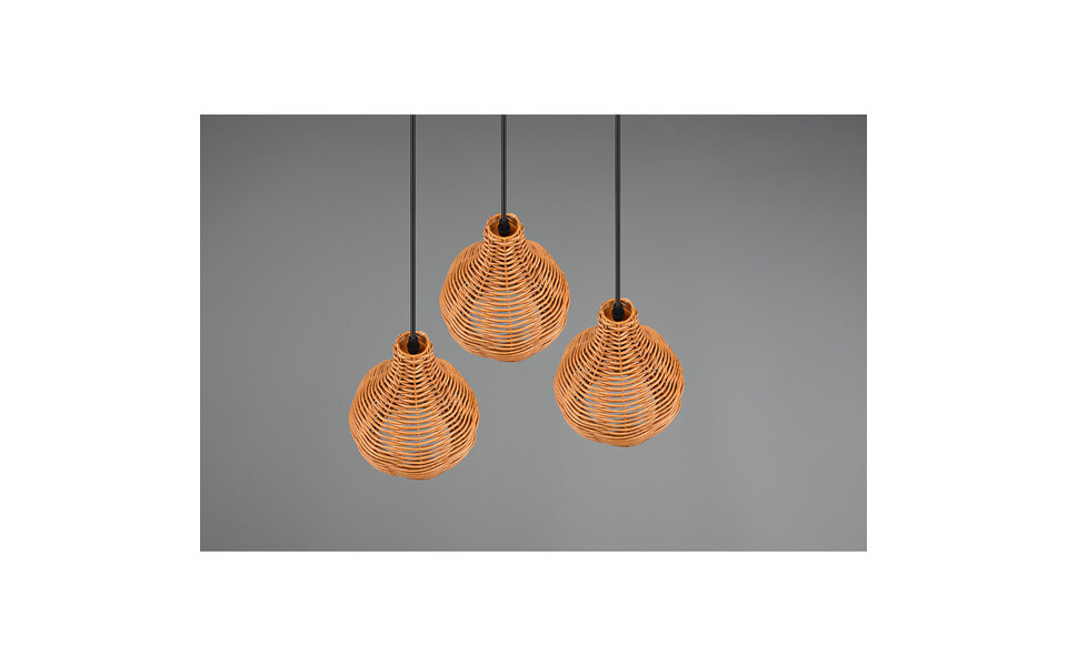 HLW LED LED Pendant Lamp Wood - Trion Sparko 3-light Round, E14 Fitting, Adjustable