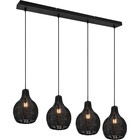 HLW LED LED Pendant Lamp Wood - Black 4-Light Trion Sparko with E14 Fitting