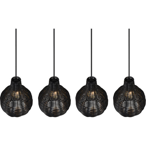 HLW LED LED Hanglamp Hout - Zwarte 4-Lichts Trion Sparko met E14 Fitting HLW LED LED Hanglamp Hout - Zwarte 4-Lichts Trion Sparko met E14 Fitting