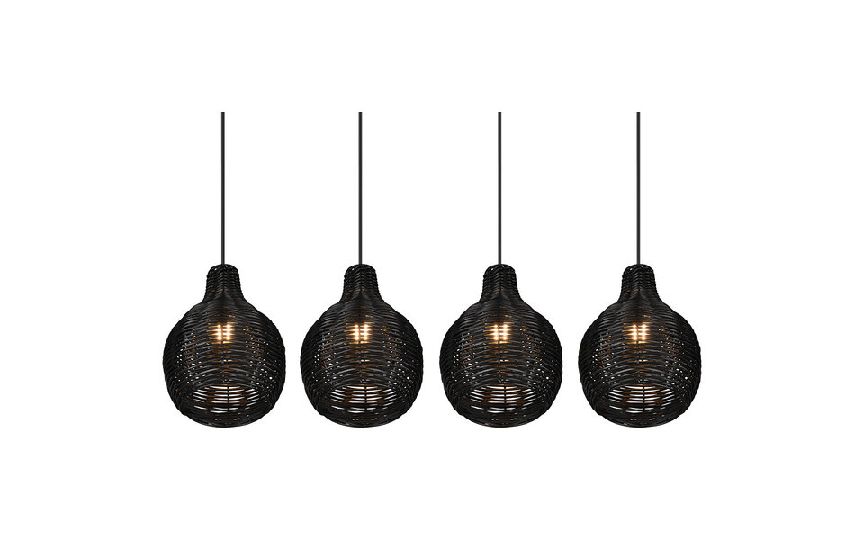 HLW LED LED Pendant Lamp Wood - Black 4-Light Trion Sparko with E14 Fitting