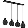 HLW LED LED Pendant Lamp Wood - Black 4-Light Trion Sparko with E14 Fitting