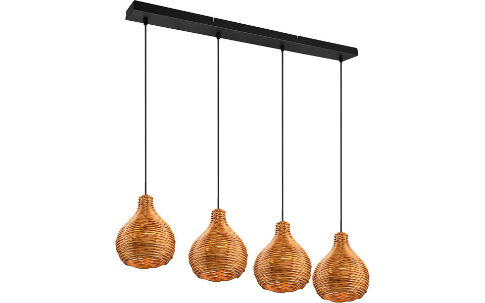 HLW LED LED Hanglamp Hout - Trion Sparko 4-lichts Bruine Hangverlichting met E14 Fitting