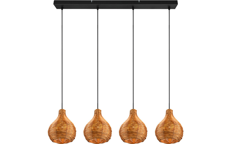 HLW LED LED Hanglamp Hout - Trion Sparko 4-lichts Bruine Hangverlichting met E14 Fitting