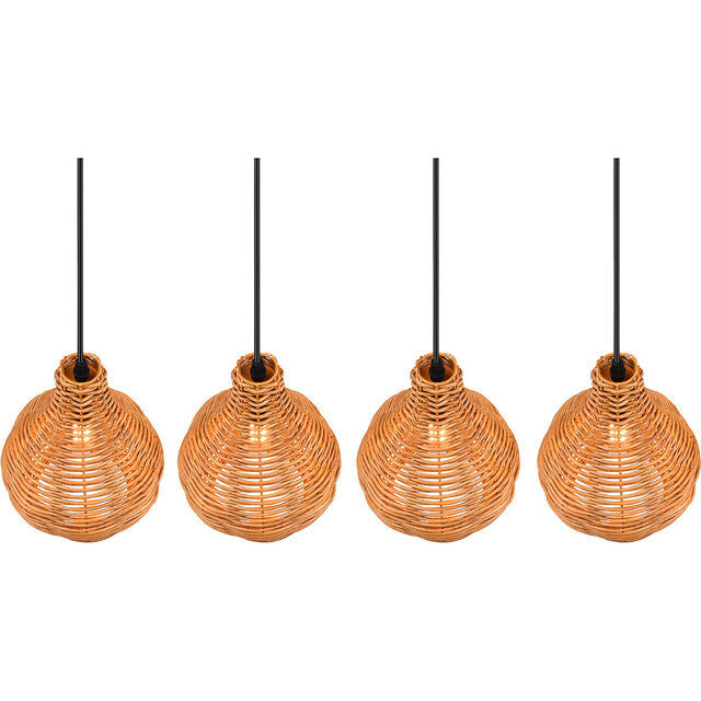 HLW LED LED Pendant Lamp Wood - Trion Sparko 4-light Brown Pendant Lighting with E14 Fitting