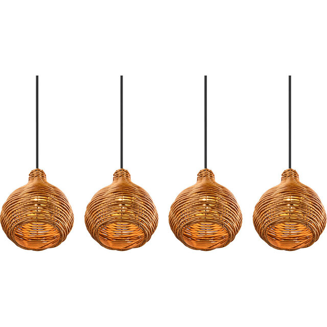 HLW LED LED Pendant Lamp Wood - Trion Sparko 4-light Brown Pendant Lighting with E14 Fitting
