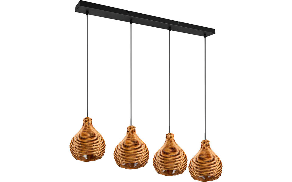 HLW LED LED Hanglamp Hout - Trion Sparko 4-lichts Bruine Hangverlichting met E14 Fitting