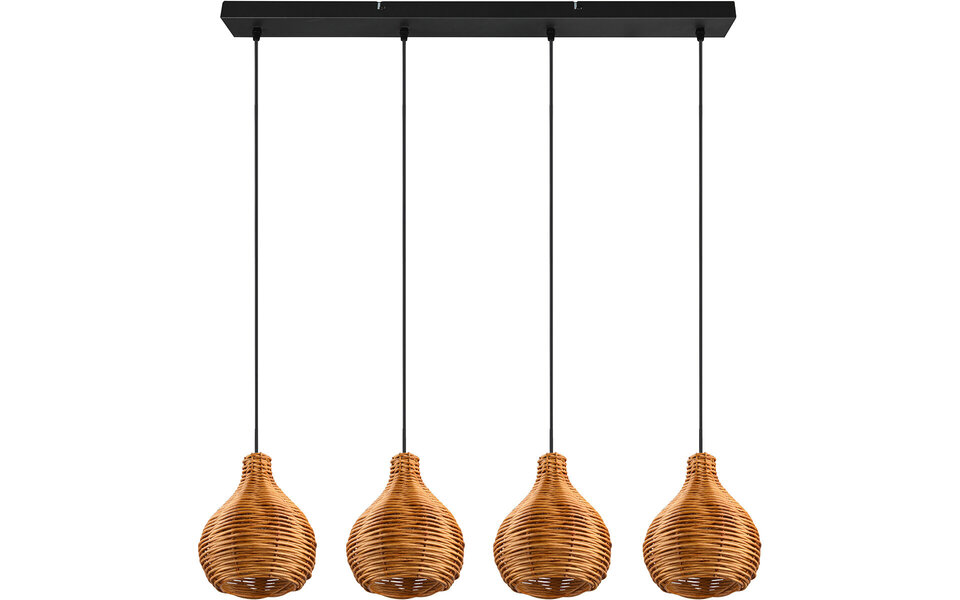 HLW LED LED Hanglamp Hout - Trion Sparko 4-lichts Bruine Hangverlichting met E14 Fitting