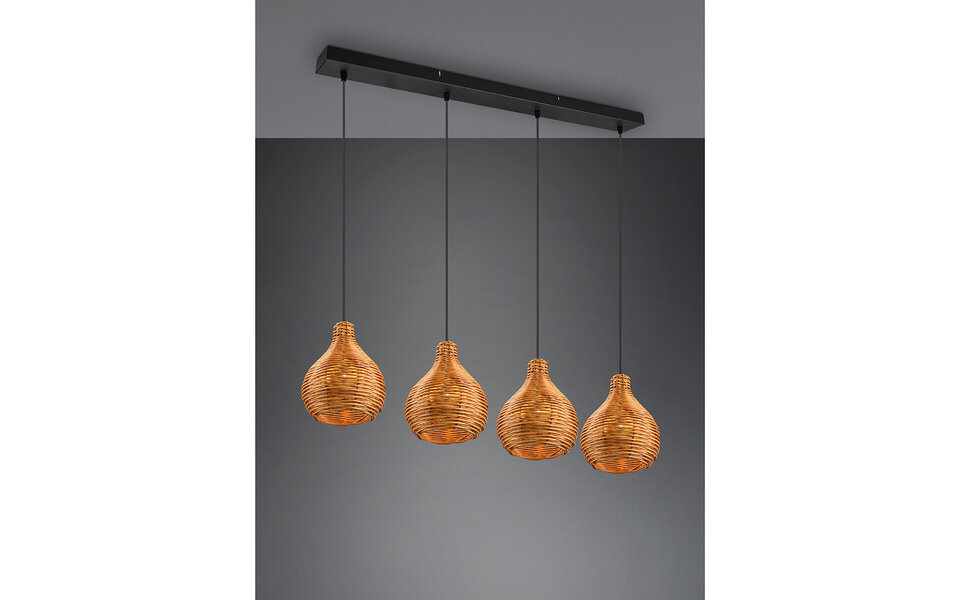 HLW LED LED Hanglamp Hout - Trion Sparko 4-lichts Bruine Hangverlichting met E14 Fitting