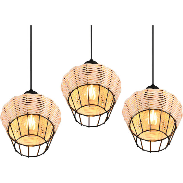 HLW LED LED Pendant Lamp Trion Bera - 3-light fixture, Brown Aluminum, E27 fitting