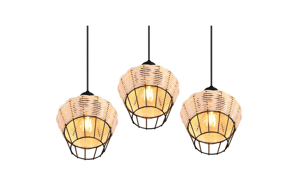 HLW LED LED Pendant Lamp Trion Bera - 3-light fixture, Brown Aluminum, E27 fitting