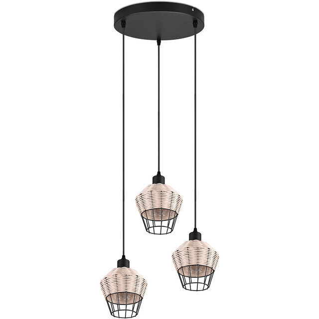 HLW LED LED Pendant Lamp Trion Bera - 3-light fixture, Brown Aluminum, E27 fitting
