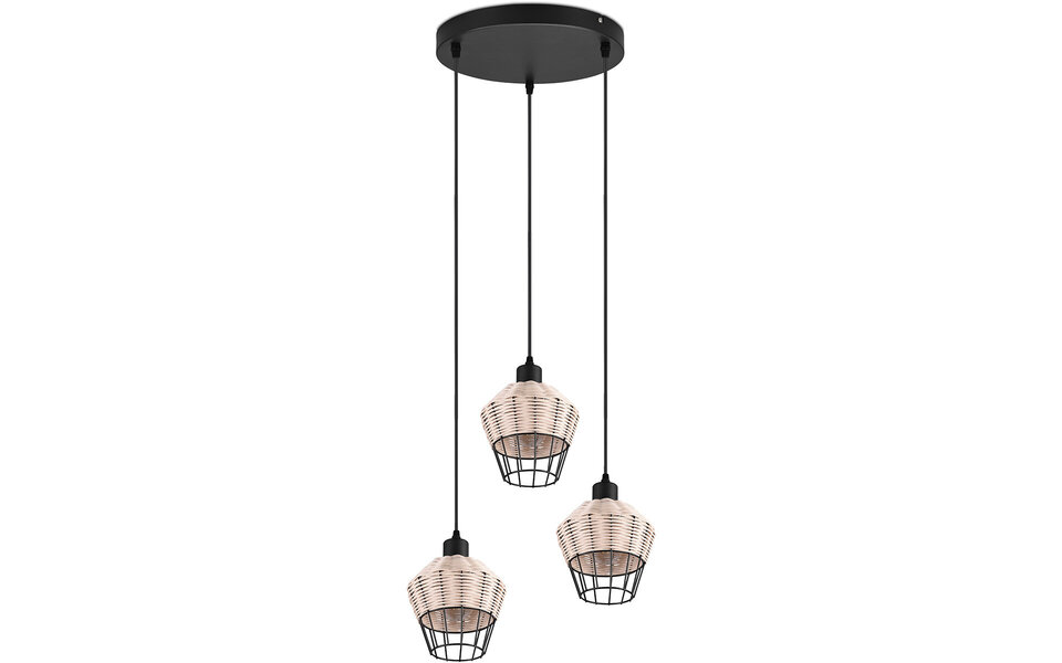 HLW LED LED Pendant Lamp Trion Bera - 3-light fixture, Brown Aluminum, E27 fitting