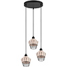 HLW LED LED Pendant Lamp Trion Bera - 3-light fixture, Brown Aluminum, E27 fitting