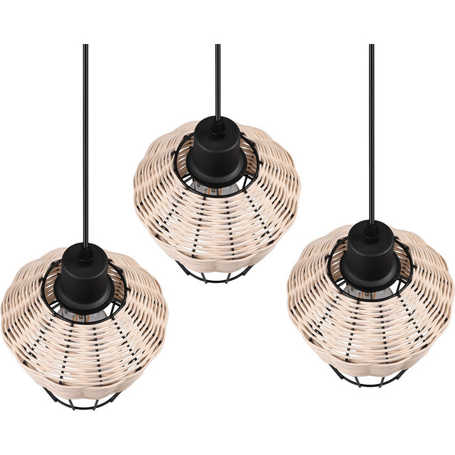 HLW LED LED Pendant Lamp Trion Bera - 3-light fixture, Brown Aluminum, E27 fitting