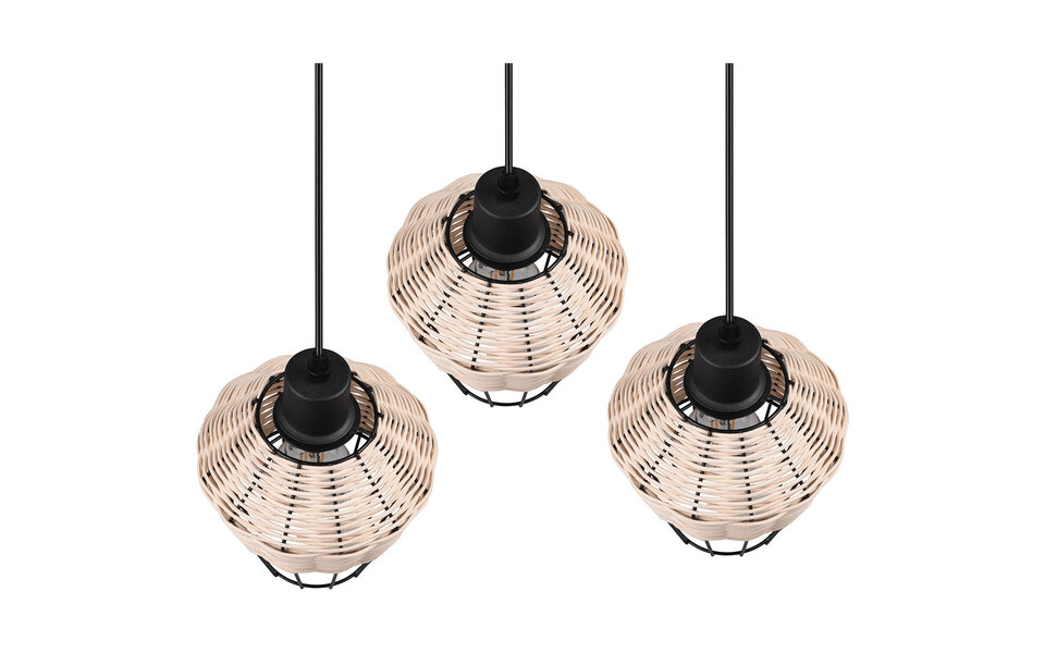 HLW LED LED Pendant Lamp Trion Bera - 3-light fixture, Brown Aluminum, E27 fitting
