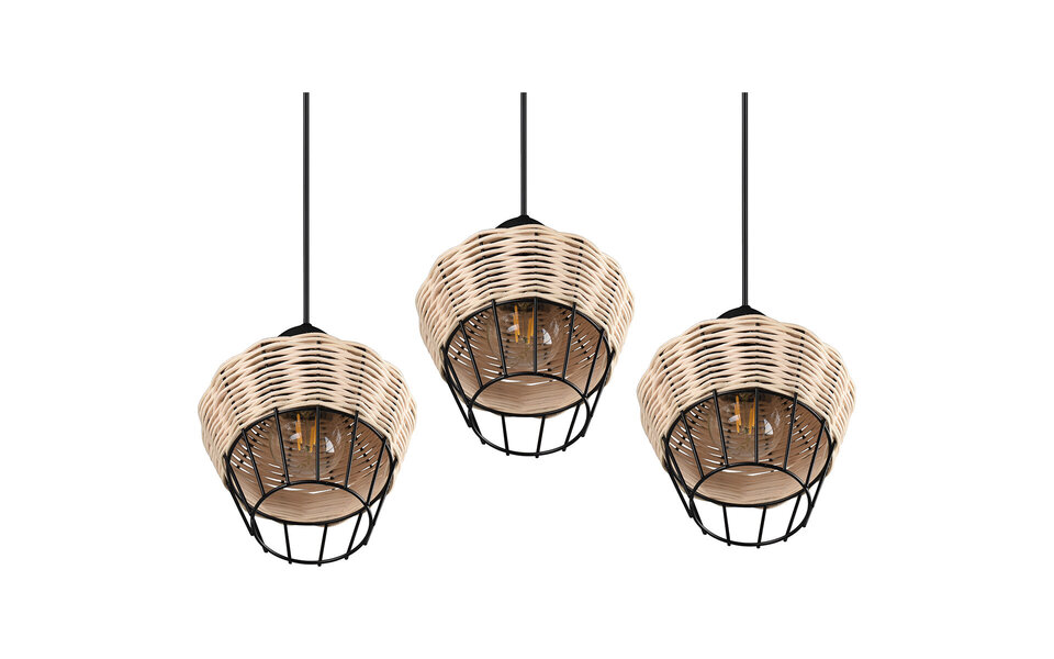 HLW LED LED Pendant Lamp Trion Bera - 3-light fixture, Brown Aluminum, E27 fitting