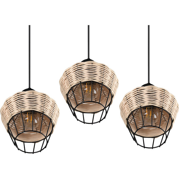 HLW LED LED Hanglamp Trion Bera - 3-lichts armatuur, Bruin Aluminium, E27 fitting HLW LED LED Hanglamp Trion Bera - 3-lichts armatuur, Bruin Aluminium, E27 fitting