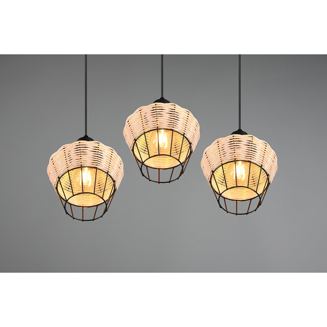 HLW LED LED Hanglamp Trion Bera - 3-lichts armatuur, Bruin Aluminium, E27 fitting