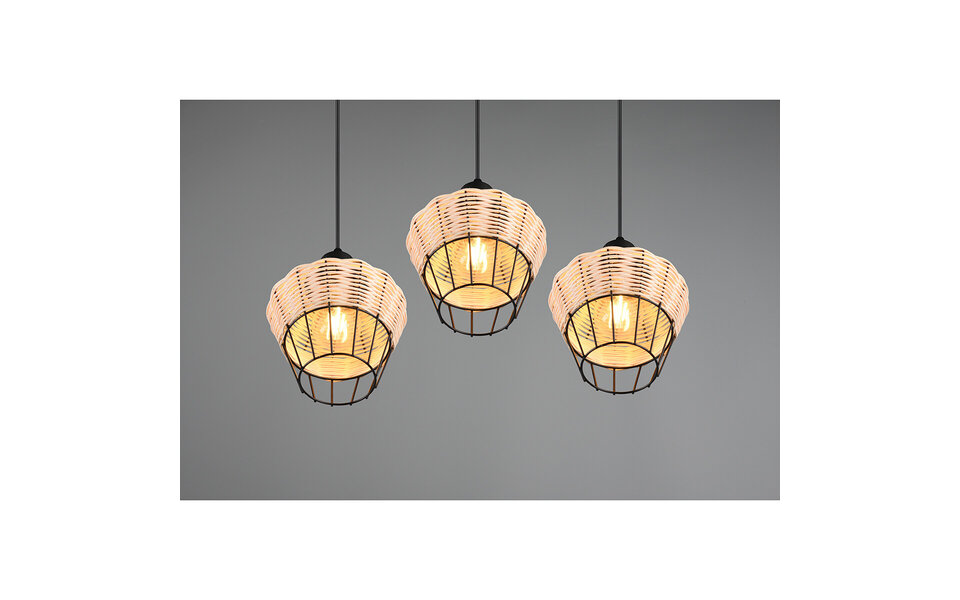 HLW LED LED Pendant Lamp Trion Bera - 3-light fixture, Brown Aluminum, E27 fitting