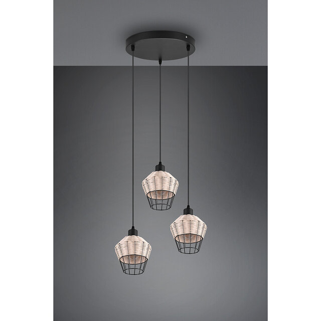 HLW LED LED Pendant Lamp Trion Bera - 3-light fixture, Brown Aluminum, E27 fitting