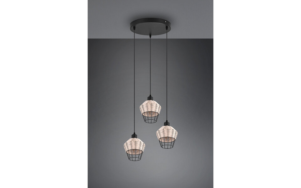 HLW LED LED Hanglamp Trion Bera - 3-lichts armatuur, Bruin Aluminium, E27 fitting