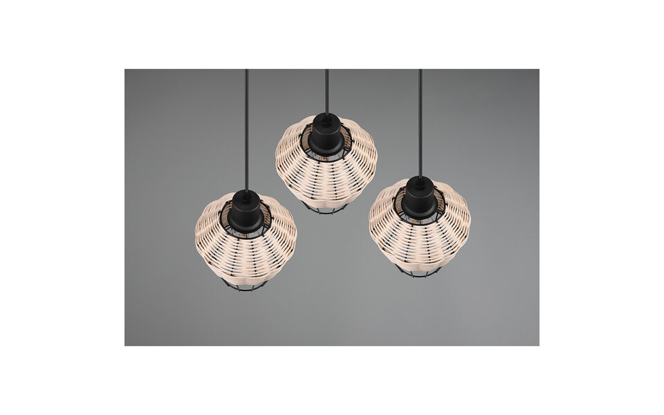 HLW LED LED Hanglamp Trion Bera - 3-lichts armatuur, Bruin Aluminium, E27 fitting