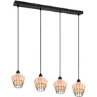 HLW LED LED Hanglamp Trion Bera - 4-lichts Rechthoek Bruin Aluminium met E27 Fitting