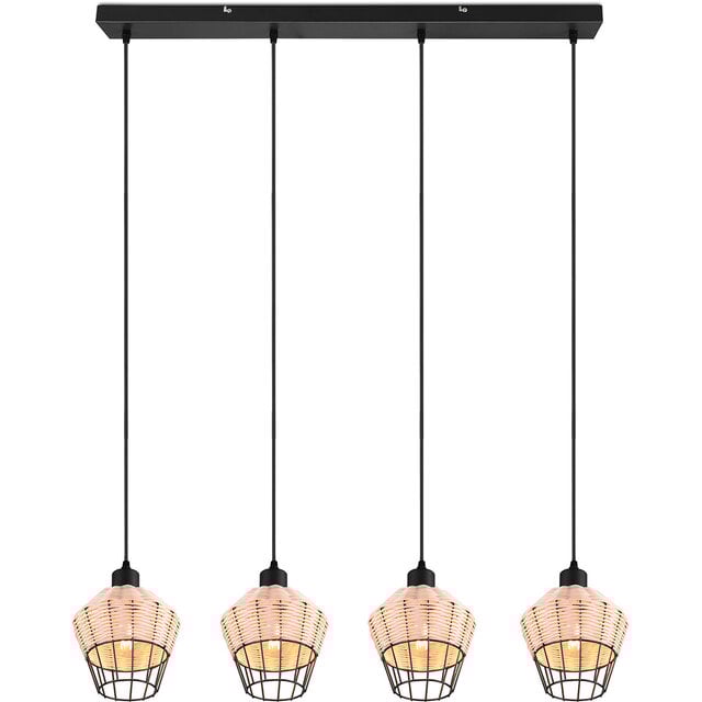 Moderne bruine aluminium LED hanglamp met 4 lichtpunten en E27 fitting, 40W vermogen