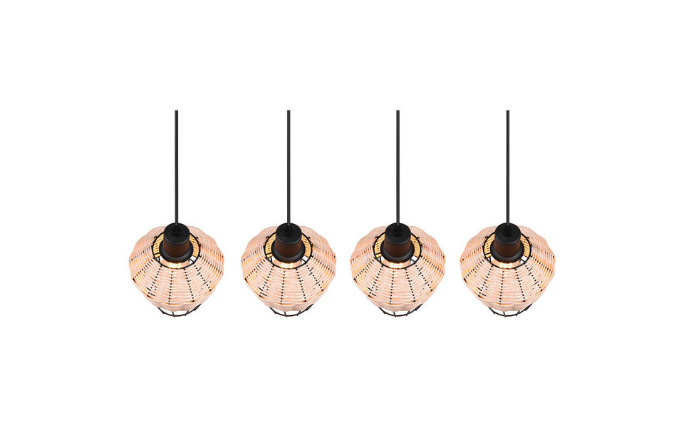 HLW LED LED Pendant Lamp Trion Bera - 4-light Rectangular Brown Aluminum with E27 Fitting