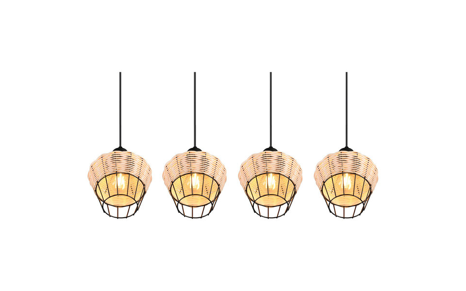 HLW LED LED Pendant Lamp Trion Bera - 4-light Rectangular Brown Aluminum with E27 Fitting