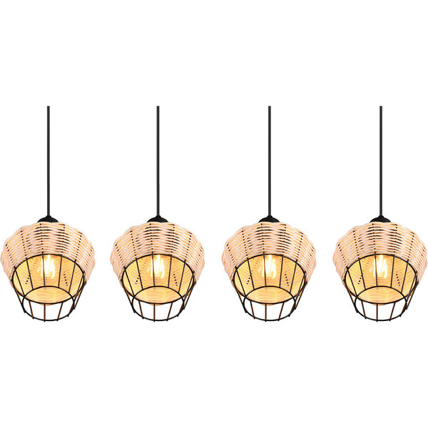 HLW LED LED Hanglamp Trion Bera - 4-lichts Rechthoek Bruin Aluminium met E27 Fitting HLW LED LED Hanglamp Trion Bera - 4-lichts Rechthoek Bruin Aluminium met E27 Fitting