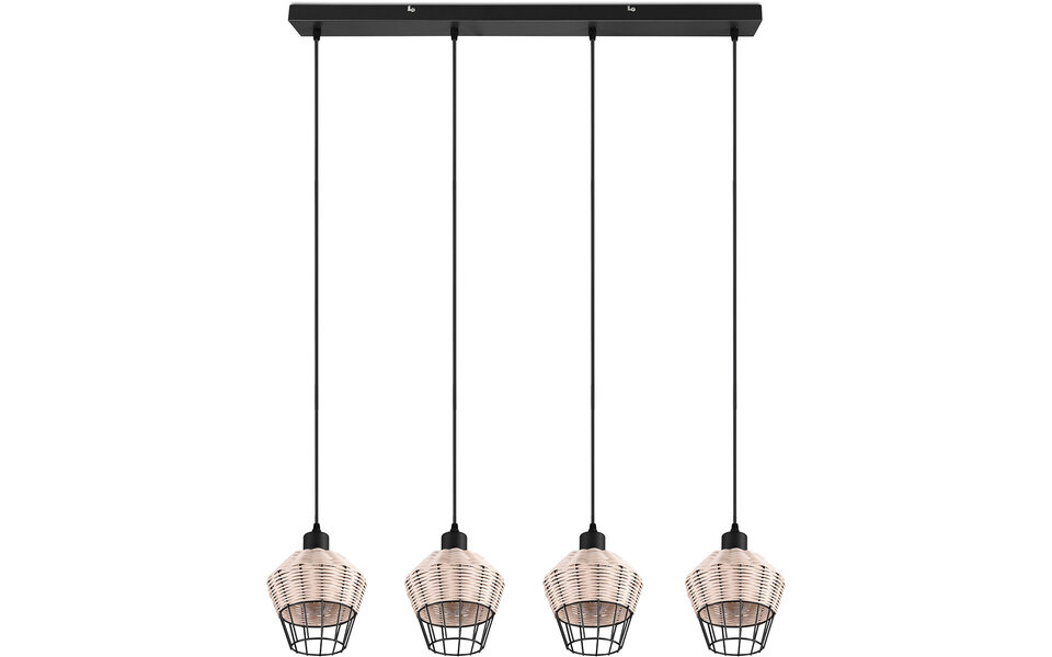 HLW LED LED Pendant Lamp Trion Bera - 4-light Rectangular Brown Aluminum with E27 Fitting