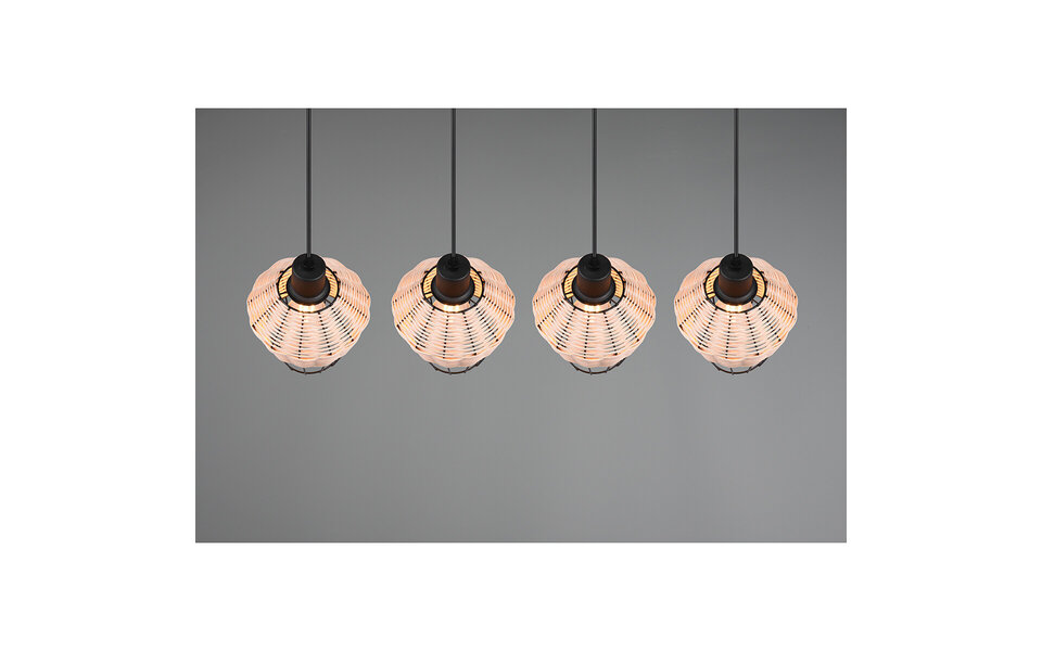 HLW LED LED Pendant Lamp Trion Bera - 4-light Rectangular Brown Aluminum with E27 Fitting