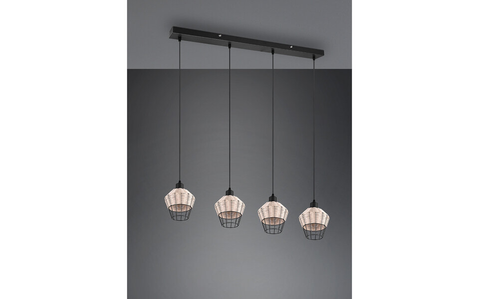 HLW LED LED Pendant Lamp Trion Bera - 4-light Rectangular Brown Aluminum with E27 Fitting