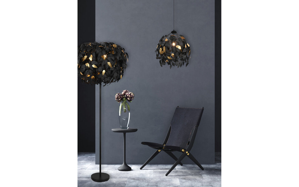HLW LED LED Kroonluchter Trion Lovy - Zwarte LED Hanglamp met Gouden Accenten
