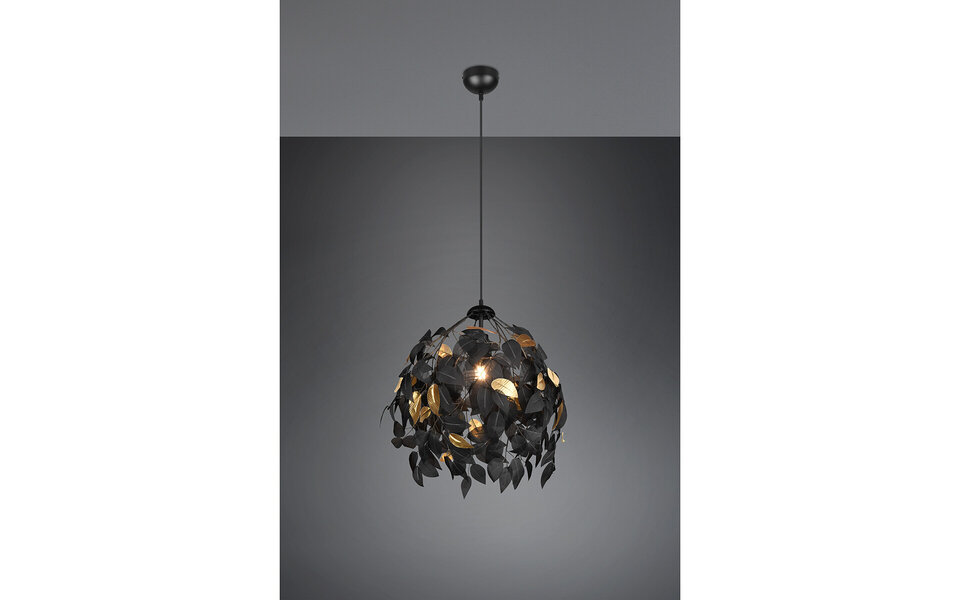 HLW LED LED Kroonluchter Trion Lovy - Zwarte LED Hanglamp met Gouden Accenten