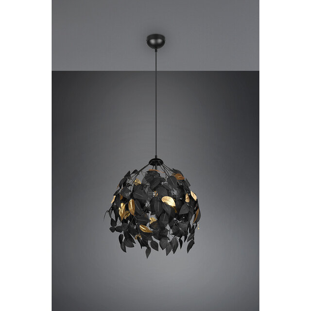HLW LED LED Chandelier Trion Lovy - Black LED Pendant Lamp with Gold Accents