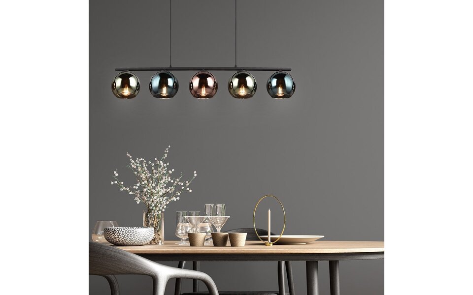 HLW LED Black LED Pendant Lamp with Glass - Trion Seldy 5-light LED Pendant Lamp with E14 Fitting