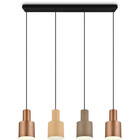 HLW LED Black LED Pendant Lamp Trion Agido - 4 lights with multicolor lampshade and E27 fitting