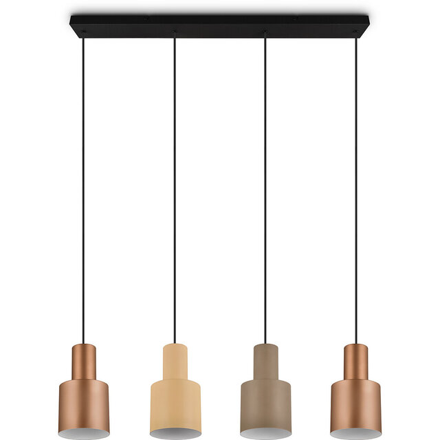 HLW LED Black LED Pendant Lamp Trion Agido - 4 lights with multicolor lampshade and E27 fitting